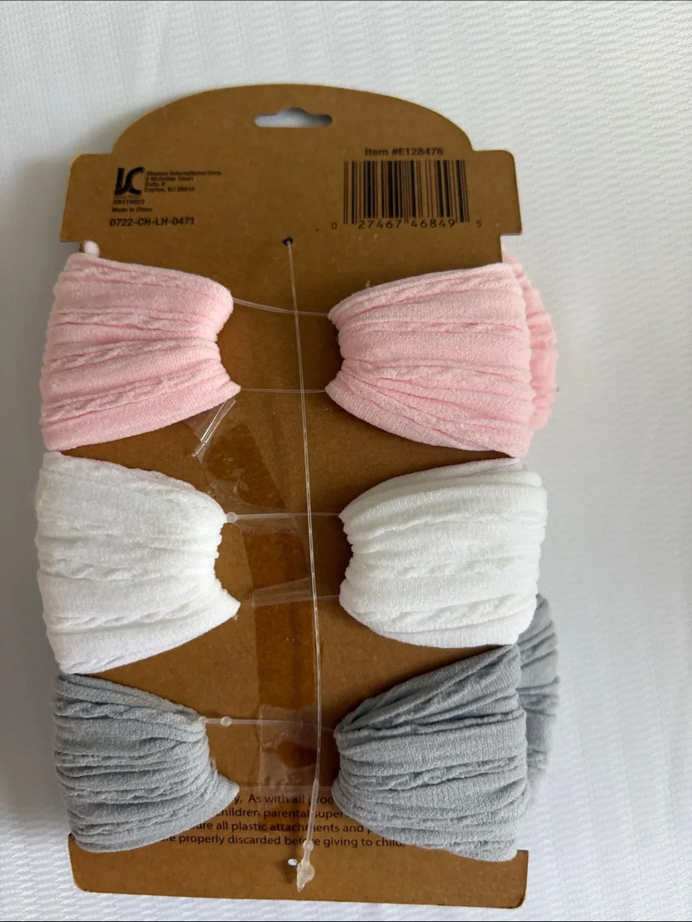 Kids Knot Bow Headbands – Pink, White & Gray